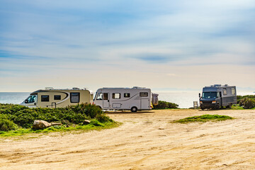 Caravans camping on spanish coast