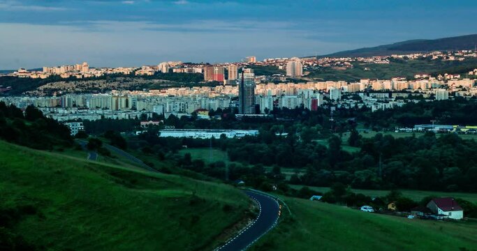 Sunset time lapse over Cluj Napoca City