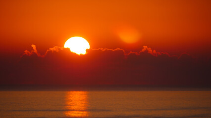 Sunrise over sea. Morning seascape.