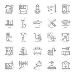 Renovation icon pack for your website design, logo, app, UI. Renovation icon outline design. Vector graphics illustration and editable stroke.