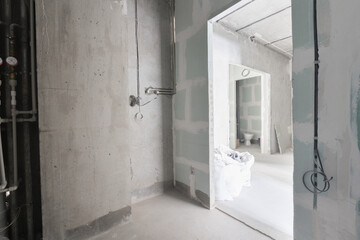 interior of the apartment without decoration in gray colors