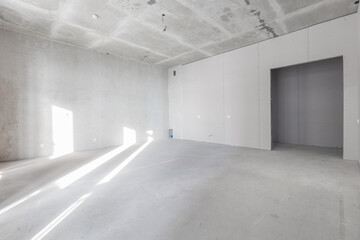 interior of the apartment without decoration in gray colors