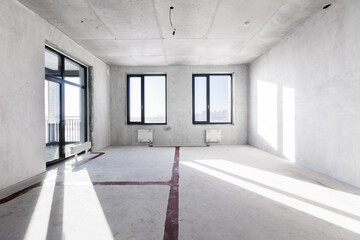 interior of the apartment without decoration in gray colors