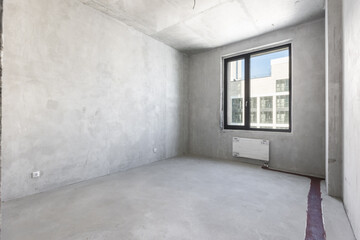 interior of the apartment without decoration in gray colors