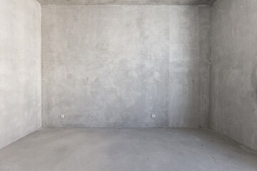 interior of the apartment without decoration in gray colors