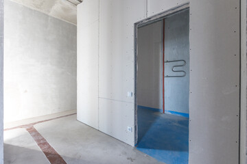 interior of the apartment without decoration in gray colors
