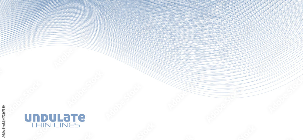Poster Undulate bluish thin lines. Subtle vector pattern