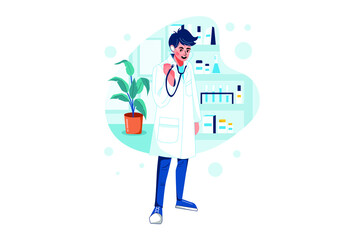 Doctor with stethoscope Illustration concept. Flat illustration isolated on white background.