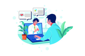 Online doctor consultation Illustration concept. Flat illustration isolated on white background.