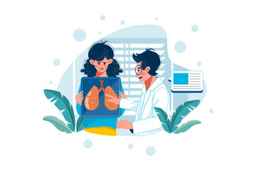 Doctors diagnosis lungs report Illustration concept. Flat illustration isolated on white background.