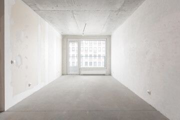 interior of the apartment without decoration in gray colors