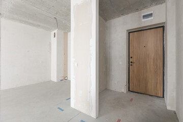 interior of the apartment without decoration in gray colors