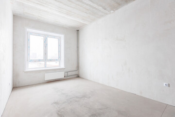 interior of the apartment without decoration in gray colors