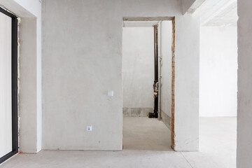 interior of the apartment without decoration in gray colors