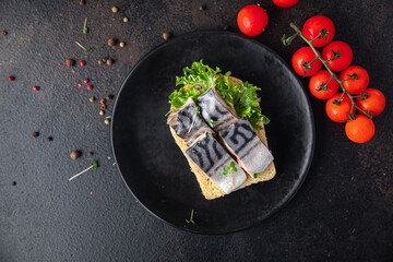 mackerel fish fresh seafood pescetarian diet meal snack copy space food background rustic keto or paleo diet vegetarian food 