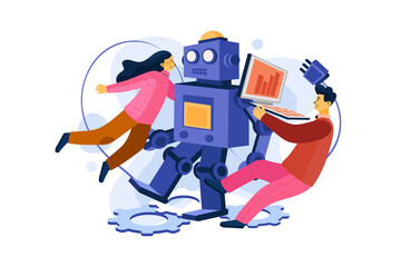 Robotics Illustration concept. Flat illustration isolated on white background.