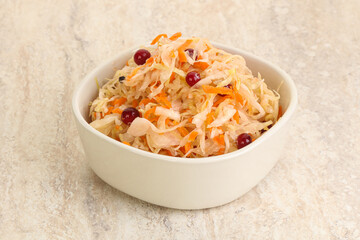 Fermented cabbage - sauerkraut in the bowl