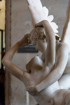 Beautiful antique sculptures in the Louvre museum in Paris