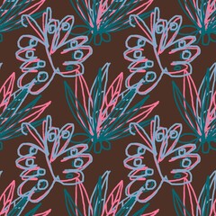 Seamless pattern, spring background, butterfly and flower 