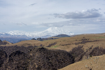 view of Elbrus in the North Caucasus