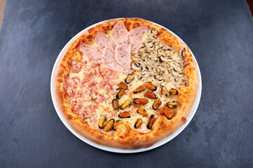 fresh pizza on the white plate