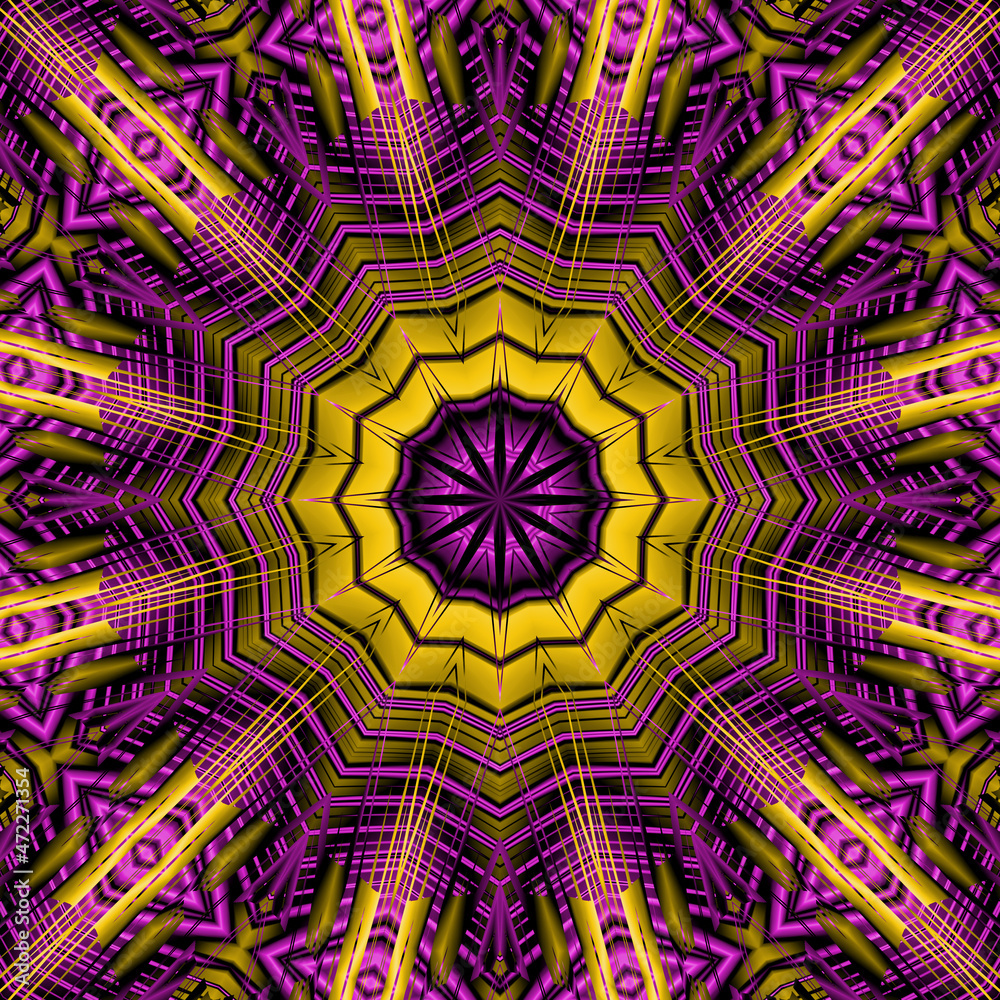 Poster 3d effect - abstract violet gold polygonal pattern