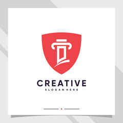 Creative shield combined law logo design initial letter d