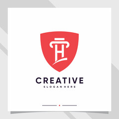 Creative shield combined law logo design initial letter h