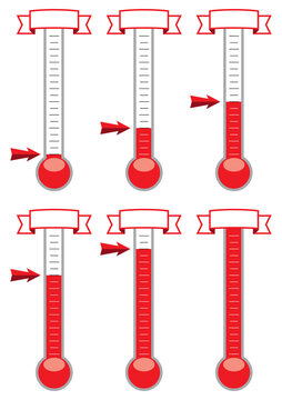 vector goal thermometers at different levels