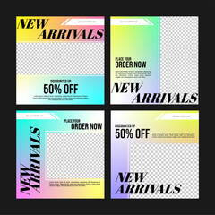 Gradient social media sale posts collection. Marketing and business design templates.