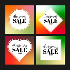 Gradient social media sale posts collection. Marketing and business design templates.