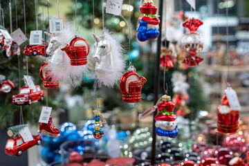 Close up of Christmas ornaments and decorations.