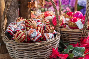 Fototapeta na wymiar Close up of Christmas ornaments and decorations.