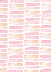Abstract striped background with horizontal watercolor lines in pastel colors. Muted pink and peach shades. Perfect for cards, invitations, covers, decorations, print.