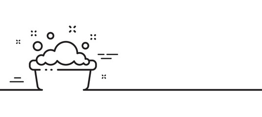 Hand washing line icon. Laundry service sign. Clothing cleaner symbol. Minimal line illustration background. Hand washing line icon pattern banner. White web template concept. Vector