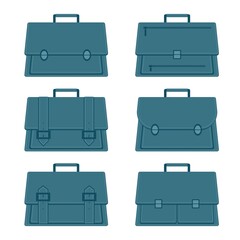 Briefcase set. Vector illustrations in flat style for web design.