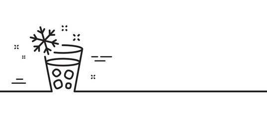 Glass with ice line icon. Ice maker sign. Freezing function symbol. Minimal line illustration background. Ice maker line icon pattern banner. White web template concept. Vector