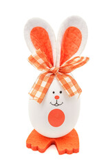 Easter decorative orange bunny on white background