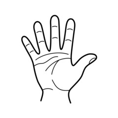 Hand gesture. Open palm. Sketch vector illustration.