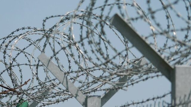 Barbed wire in 4k slow motion 60fps