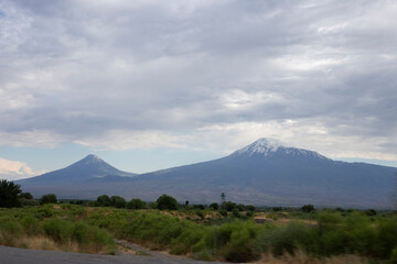Fototapeta na wymiar A beautiful view of Mountain Ararat during the day. Armenia.