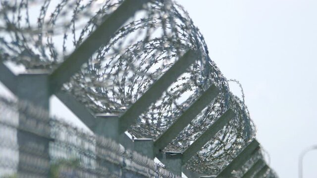 Barbed wire in 4k slow motion 60fps