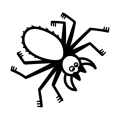 Scary spider for Halloween. Doodle symbol of holiday horror drawn by line. Phobia of insects. Black outline vector element. Tarantula bite, night horror. Day of the Spirits.