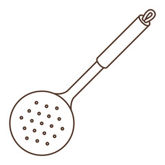 Illustration of cooking skimmer. Stylized kitchen and restaurant utensil.