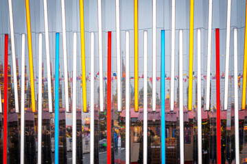 Abstract vertical lines in the architecture of the city. Rhythmic background.