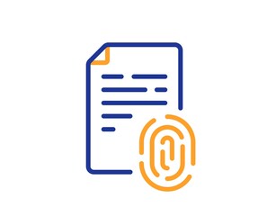 Fingerprint document line icon. Finger print scan sign. Biometric identity symbol. Colorful thin line outline concept. Linear style fingerprint icon. Editable stroke. Vector