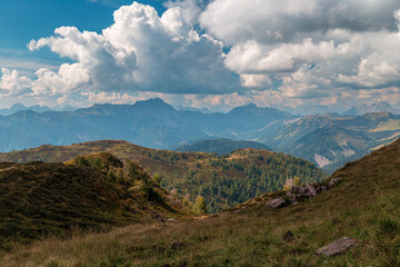 Fototapeta na wymiar September is the best month for trekking in the beautiful Carnic Alps, Friuli-Venezia Giulia, Italy