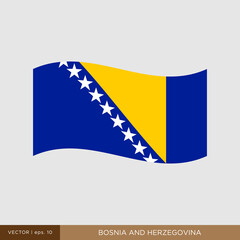 Waving flag of Bosnia and Herzegovina vector illustration design template.