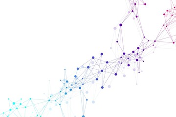 Expansion of life. Colorful explosion background with connected line and dots, wave flow. Visualization Quantum technology. Abstract graphic background explosion, motion burst illustration.