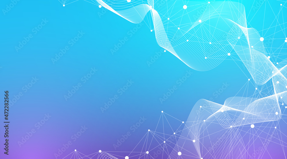 Aufkleber Geometric blue graphic background molecule and communication. Big data complex with compounds. Lines plexus, minimal array. Digital data visualization. Scientific cybernetic illustration.